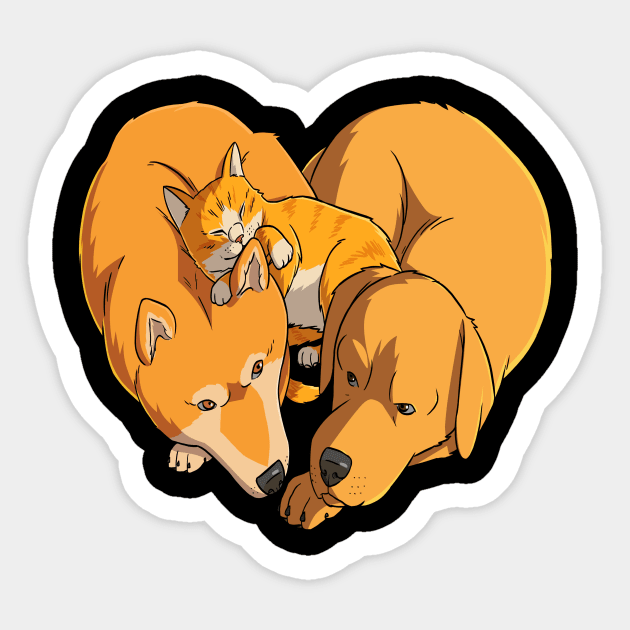 I Love Dogs and Cats Heart Sticker by Noseking